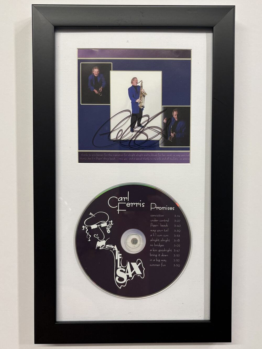 Carl "Safe Sax" Ferris Signed AUTOGRAPHED CD & Photo Framed Display Vegas Jazz